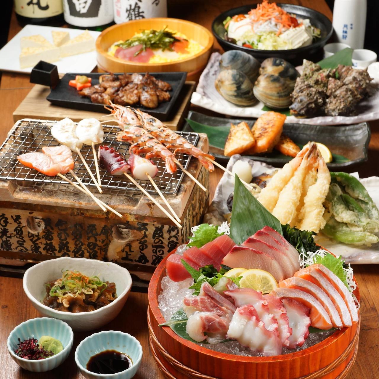 大阪梅田の個室居酒屋 歓迎会 エンドレス飲み放題 コース料理全9品 火鉢コース 6500円 5000円の詳細 海鮮個室居酒屋 肉炉端 火ばち家 梅田お初天神店 東梅田 お初天神 太融寺 海鮮 海鮮料理 ぐるなび