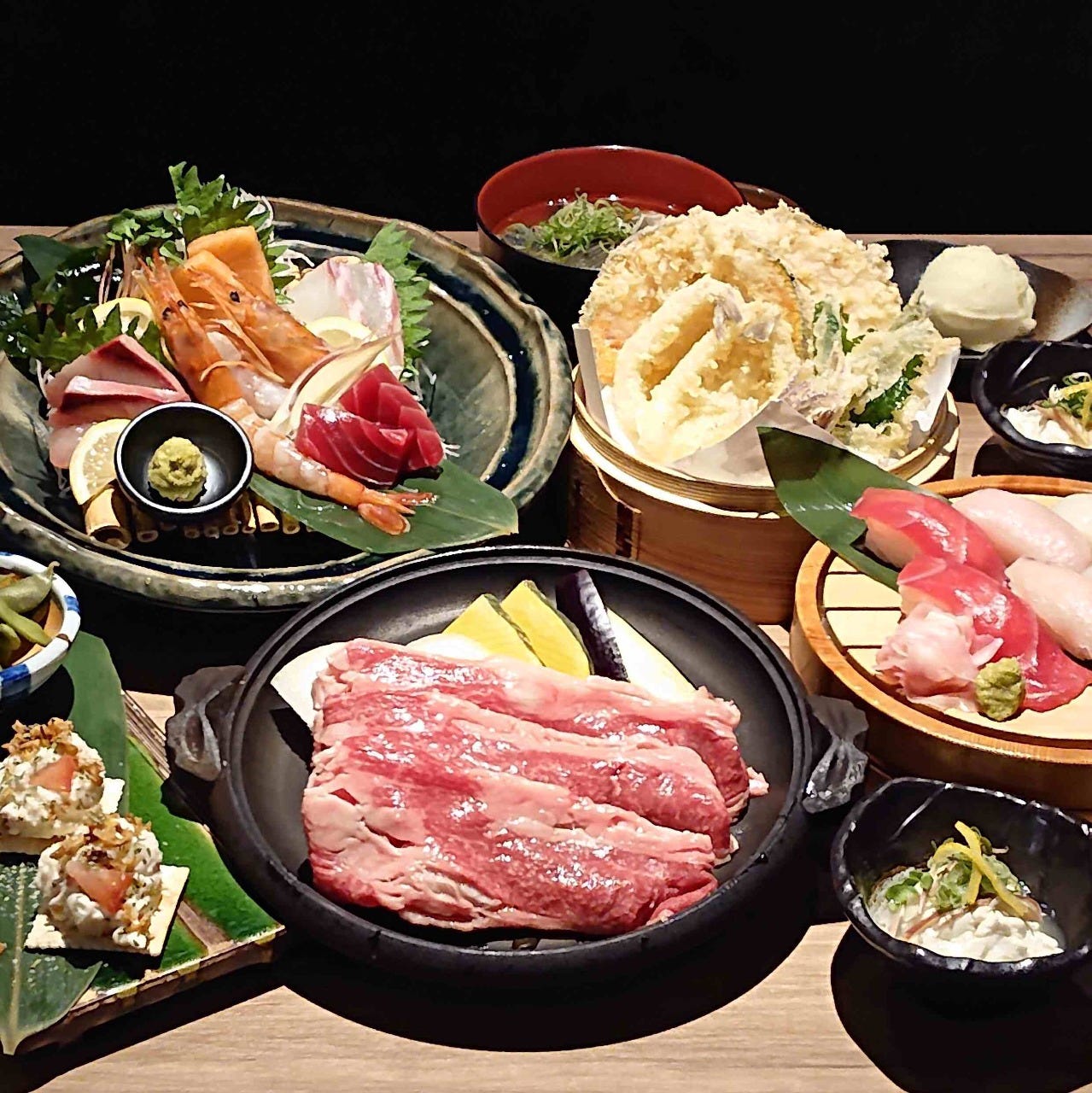 夏の 特選牛肉と夏野菜の陶板焼き コース 1分飲み放題付 の詳細 天ぷら海鮮 米福 西梅田店 北新地 居酒屋 ぐるなび