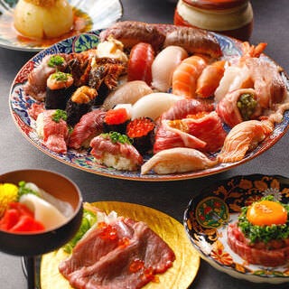 黄金出汁しゃぶと江戸前寿司 肉のあさつ 梅田お初天神店  コースの画像