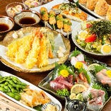 職人が作る和のコース。天ぷらやお刺身など旬食材をお楽しみください