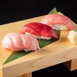 本鮪 食べ比べ寿司三貫