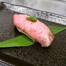 県産黒毛和牛ローストビーフの
握り寿司