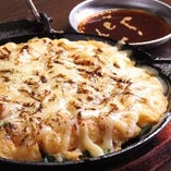 明太チーズの鉄板ニラチヂミ