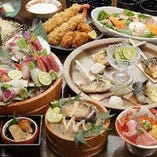 極上鮮魚づくし！あわび入り鮮魚造り5種、海鮮巻き寿司｜飲み放題付 贅沢食材の青天井コース