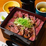 和牛ももステーキ重 150g　Wagyu beef round steak rice box