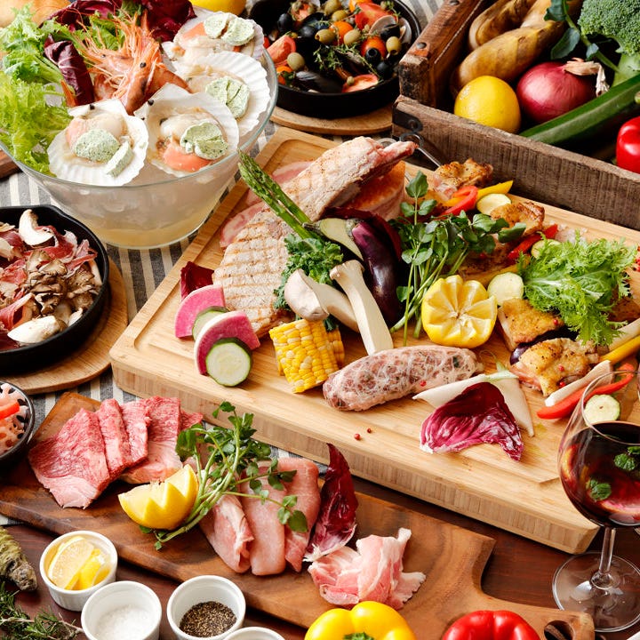 スパニッシュイタリアン SOLA_【150分 飲み放題付】テラス限定! スタンダードBBQ<全16品>5,500円 ※+1,650円で食べ飲み放題に変更可能!!