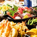 天ぷらや刺身などが楽しめる飲み放題付コース4,000円～ご用意！