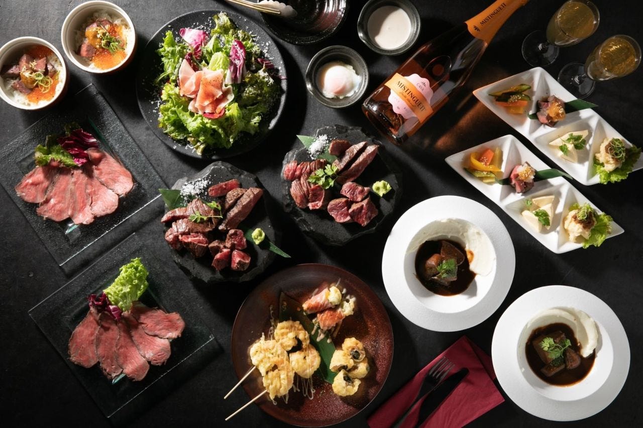 メッセージ付きデザートプレート＆チェキ付き☆ステーキ2種<誕生日