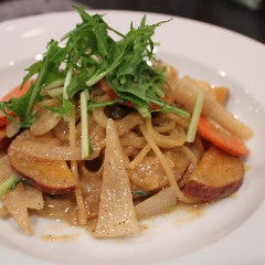 心斎橋 l’oiseau bleu お肉×オーガニック野菜＆ワイン_白味噌のオーガニック豆乳のクリームパスタ