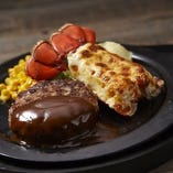 ロブスターテールの黄金焼き＆ハンバーグ
Lobster Tail with Mayonnaise Sauce & Hamburger Steak