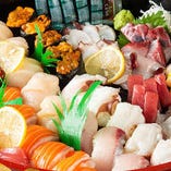 ◇名物◇長浜市場直送鮮魚を使用したお造りとお寿司が自慢