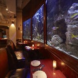 3組限定でご利用いただける水槽前の特別席はスペシャル感満点