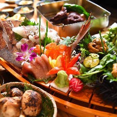 【冬の味覚コース】八百屋10周年記念！選べる鍋とみかん鰤、サーモン、明石鯛のお刺身付8品｜2時間飲み放題