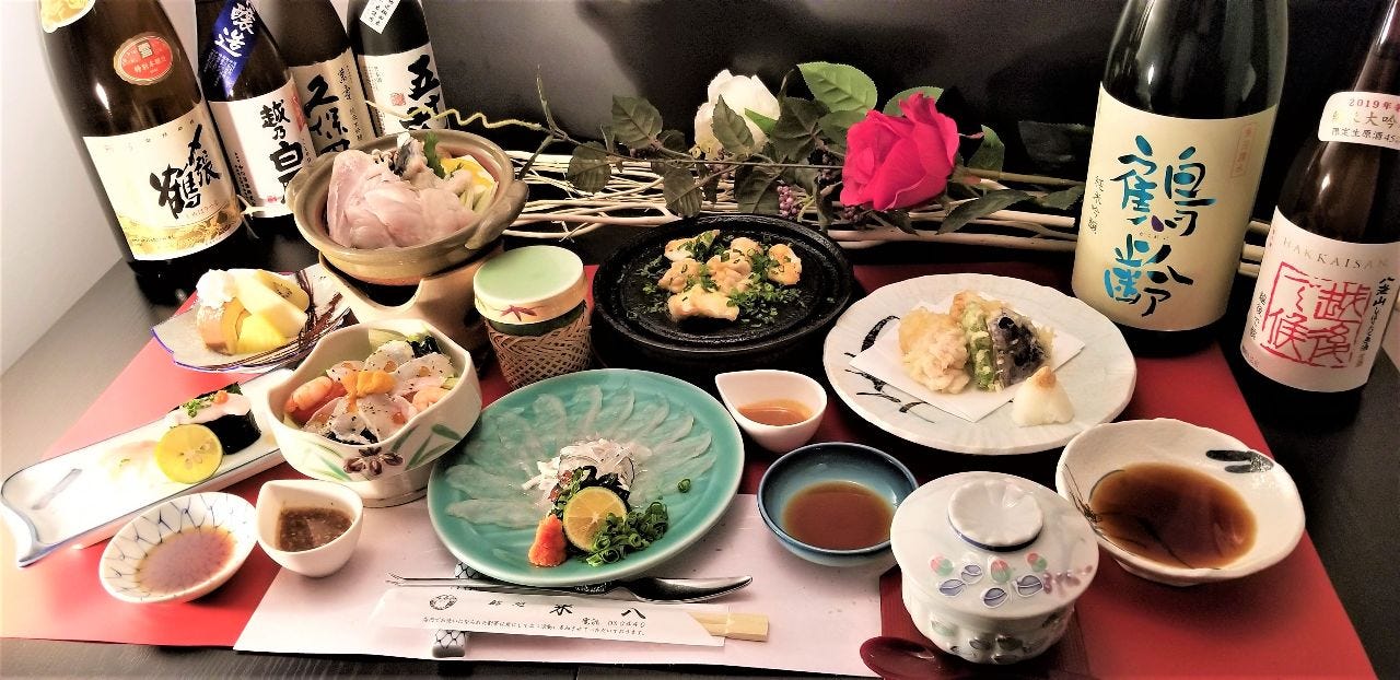 寿司 和風料理 米八 コース 特選 ふぐずくしコース 8品 7 300円 税込 ひれ酒一杯付き ぐるなび