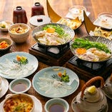 【よくばり】松茸とふぐの会席『秋桜（こすもす）』てっさや唐揚げ、ふぐ一人鍋・松茸土瓶蒸し全10品