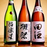 5,000円、6,000円コースでは＋500円で「田酒」「伯楽星」「獺祭」10種以上の日本酒が飲み放題！