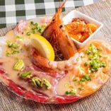 生赤海老と新鮮魚介　カルパッチョ