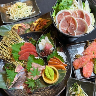 魚吉 札幌駅前本店_【魚吉コース】刺身五点盛合せ・鴨鍋など料理6品120分飲み放題