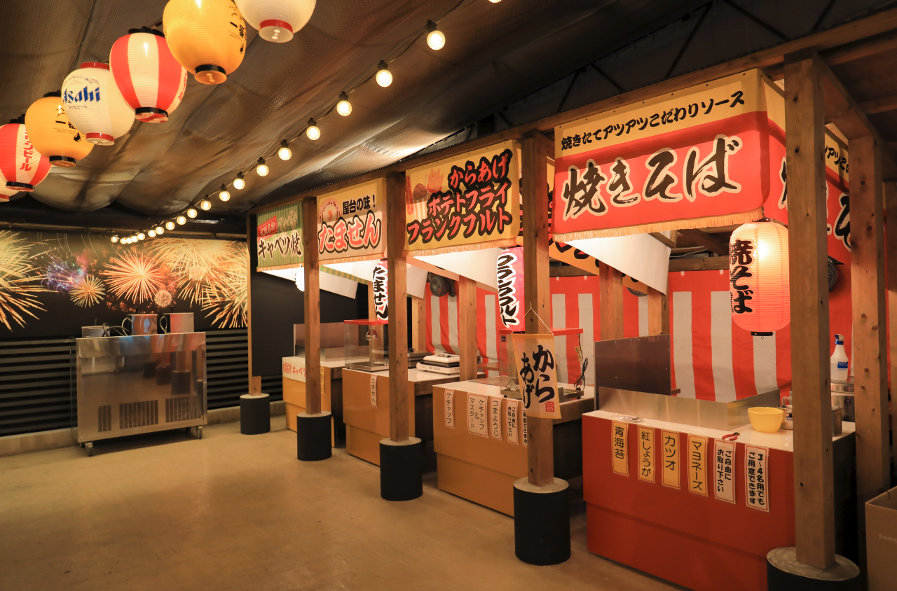 ビアガーデン 屋台 カウンター 祭屋台とBBQビアガーデン【屋上祭宴】天満橋屋上店（天満橋