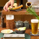 目の前で揚げたアツアツ串揚げでビールもススム！！