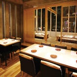 岡山の景観も望める、最大10名様程度でのご宴会も可能な掘りごたつ席