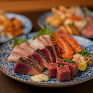 わらやき屋 九段下_【皿鉢(さわち)コース】藁焼き 鰹・中トロ・赤えび・国産牛など 豪華全19品【2時間飲み放題付】7,000円