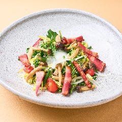 博多 表邸_炙りベーコンと煎りキノコの和風サラダ ～半熟卵ドレッシング〜