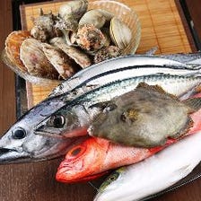 長井漁港直送の新鮮魚介！刺身500円