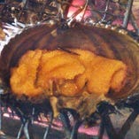 【焼物】うにの貝殻焼き・焼き蛤二点盛り