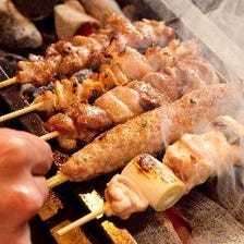 日本三大地鶏名古屋コーチンの串焼き