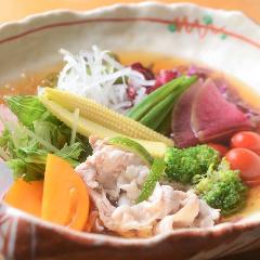 旬野菜と美濃豚しゃぶのお出汁サラダ