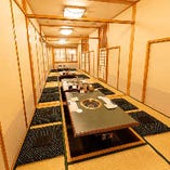 焼肉レストランでは珍しい全室檜風の茶室個室を完備しております