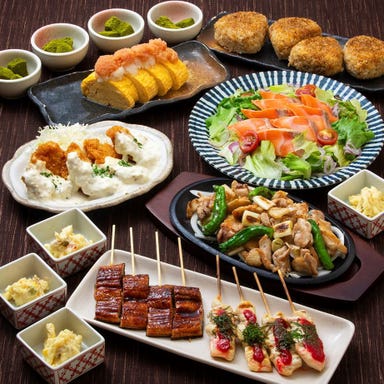 炭火焼と鍋料理 たちばな 阿倍野本店_炭火焼き宴会『Bコース』<120分飲み放題付>「鰻串焼き」や「若鶏の炭火網焼き」など楽しめる!