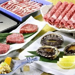 しゃぶしゃぶ すき焼きしゃぶ禅 小倉店_コース一例：牛肉と海の贅沢食材「鮑（あわび）」が楽しめるコース。