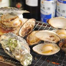 沼津港であがった新鮮魚貝の浜焼き