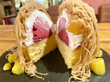 季節のパンケーキ
ごろっと!!栗のモンブランパンケーキ ~カシスアイス入り~