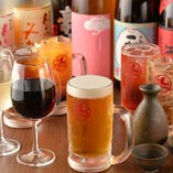 日本酒以外にも定番のビールや焼酎、ワインなどもございます◎