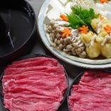 近江牛すき焼き 全4品｜近江牛の旨みをダイレクトに。〆はうどんをどうぞ