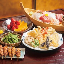 ゆったりとした船内で食べる天ぷら