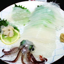 函館／活イカ／新鮮な魚介！