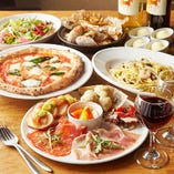 カジュアルコースは前菜からピザ・パスタまでバランスよくご提供！