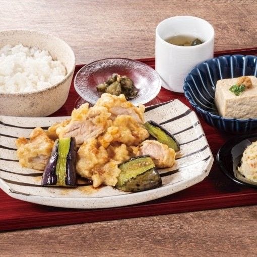 とり天と揚げ茄子御膳