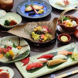 本格江戸前寿司と食材本来の味を活かした味付けの京料理を味わえるコース