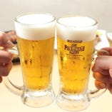 まずはビールで乾杯！