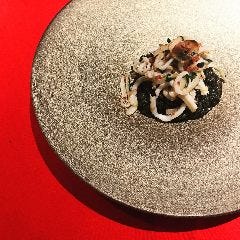 スルメイカポワレとイカスミリゾット