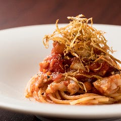 スパゲティ　トロトロの豚とゴボウのラグー