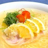 【レモン塩鶏冷しスープソバ】