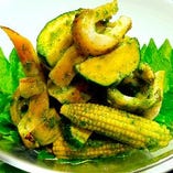 お勧め3.焼スルメイカ　翡翠大葉山椒ソース