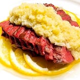 お勧め4.和牛ハツ煎り焼き　塩レモン生姜ソース