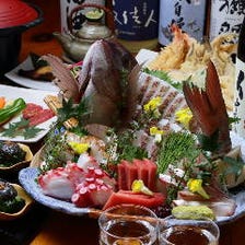 築地直送鮮魚を使ったコース料理